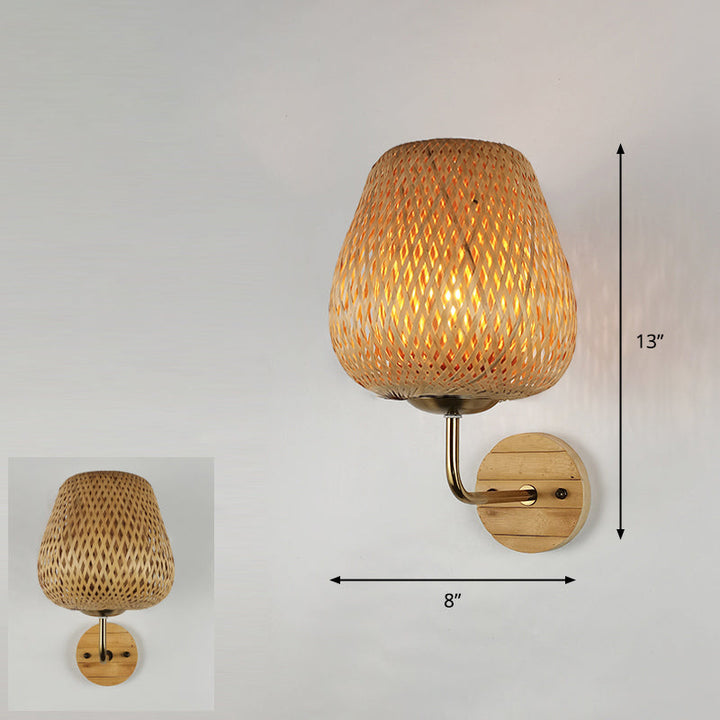 Skørter | Handcrafted Wall Mounted Light Modern Bamboo Single Wood Wall Light Fixture for Hallway