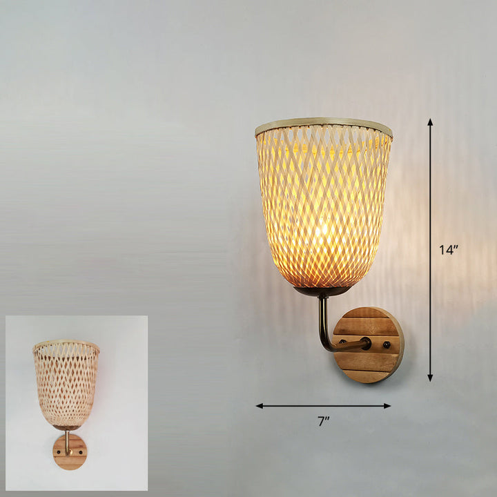 Skørter | Handcrafted Wall Mounted Light Modern Bamboo Single Wood Wall Light Fixture for Hallway