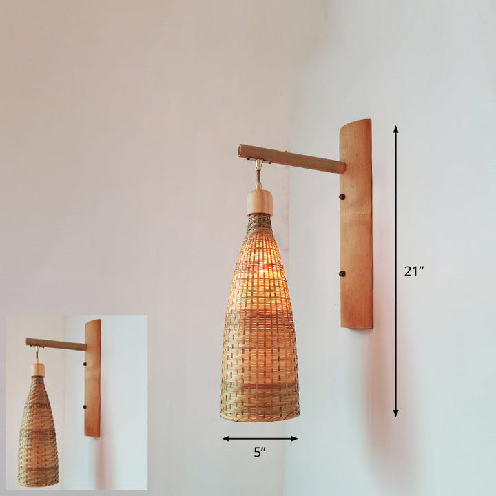 Skørter | Handcrafted Wall Mounted Light Modern Bamboo Single Wood Wall Light Fixture for Hallway