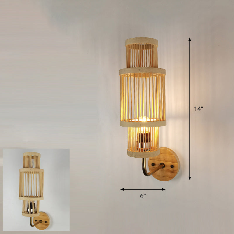 Skørter | Handcrafted Wall Mounted Light Modern Bamboo Single Wood Wall Light Fixture for Hallway