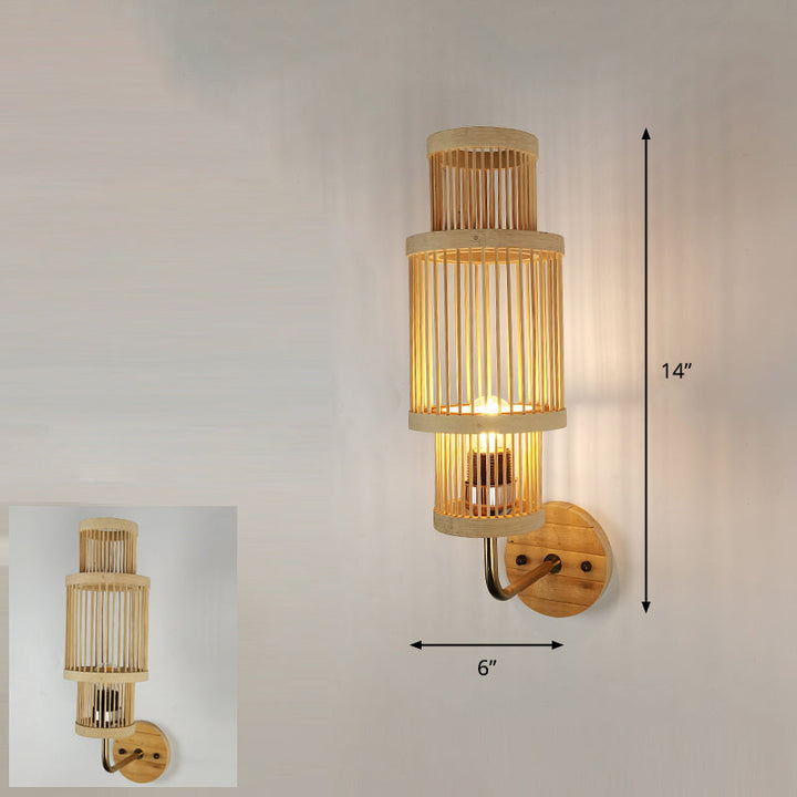 Skørter | Handcrafted Wall Mounted Light Modern Bamboo Single Wood Wall Light Fixture for Hallway