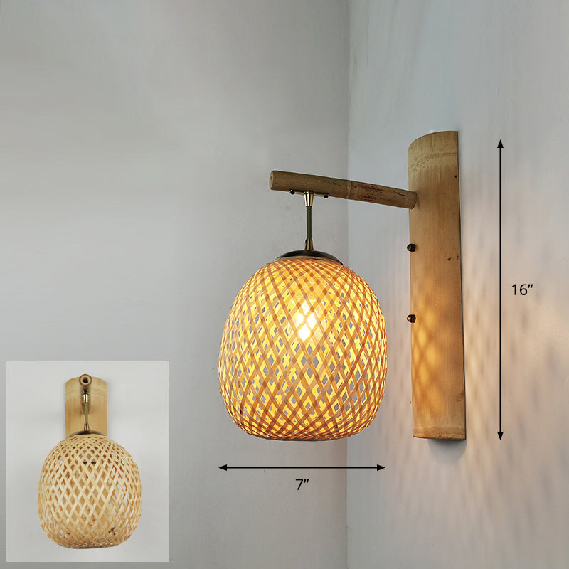 Skørter | Handcrafted Wall Mounted Light Modern Bamboo Single Wood Wall Light Fixture for Hallway