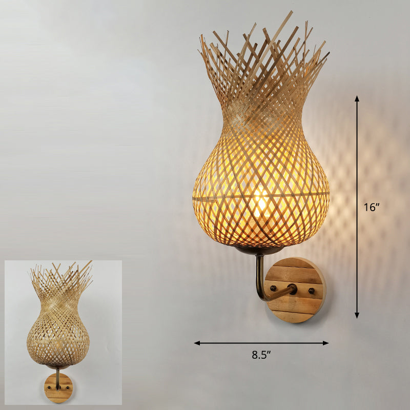 Skørter | Handcrafted Wall Mounted Light Modern Bamboo Single Wood Wall Light Fixture for Hallway