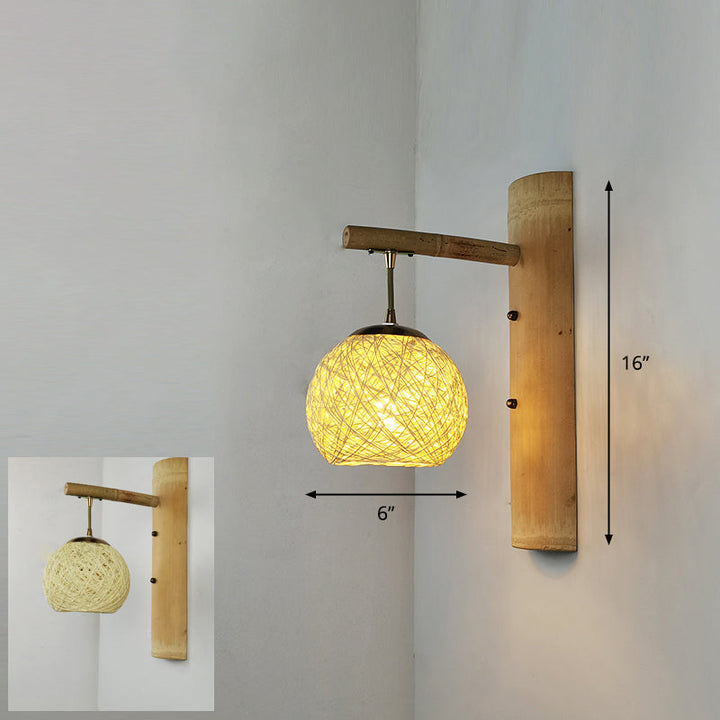 Skørter | Handcrafted Wall Mounted Light Modern Bamboo Single Wood Wall Light Fixture for Hallway