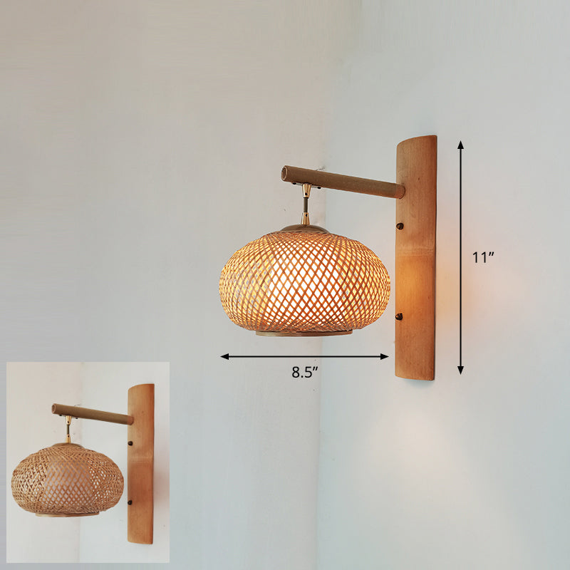 Skørter | Handcrafted Wall Mounted Light Modern Bamboo Single Wood Wall Light Fixture for Hallway