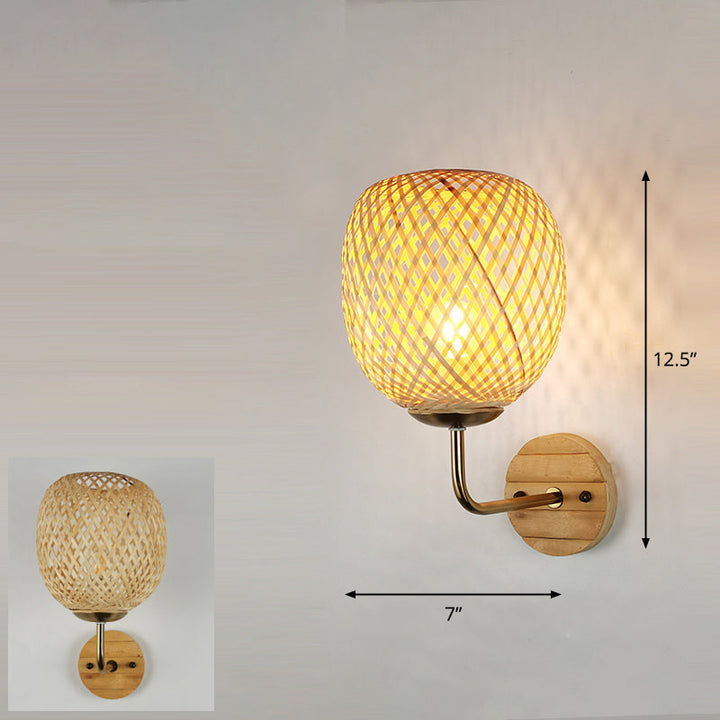 Skørter | Handcrafted Wall Mounted Light Modern Bamboo Single Wood Wall Light Fixture for Hallway