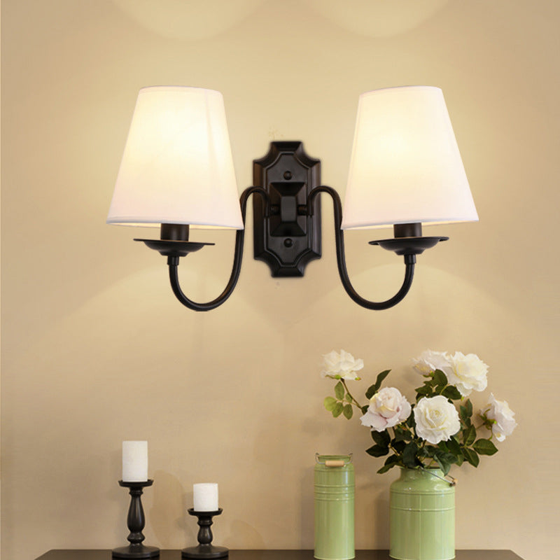 Skørter | Bucket Shadow Fabric Wall Lamp Vintage Living Room Wall Mounted Lamp in Black