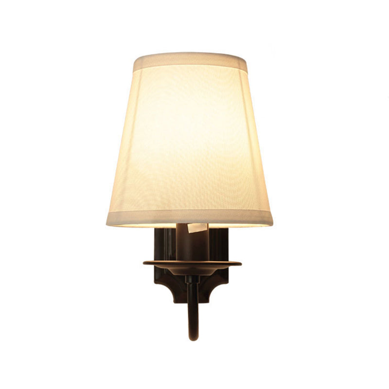 Skørter | Fabric Tapered Wall Lamp Simplicity Single Hallway Wall Light with Curved Arm in Black