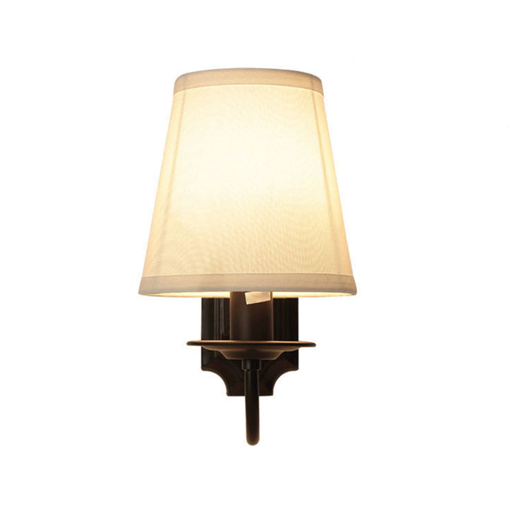 Skørter | Fabric Tapered Wall Lamp Simplicity Single Hallway Wall Light with Curved Arm in Black
