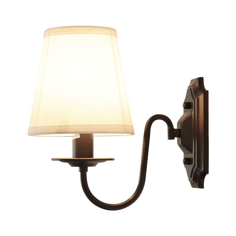 Skørter | Fabric Tapered Wall Lamp Simplicity Single Hallway Wall Light with Curved Arm in Black