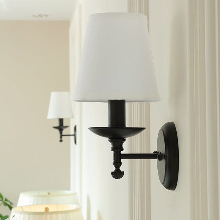 Skørter | 1 Head Wall Light Simplicity Candle Holder Metal Wall Light with Bucket Fabric Shade in White