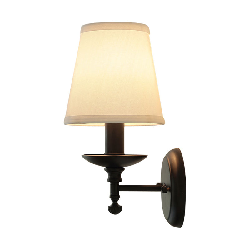 Skørter | 1 Head Wall Light Simplicity Candle Holder Metal Wall Light with Bucket Fabric Shade in White