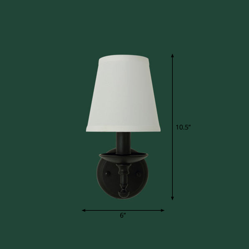 Skørter | 1 Head Wall Light Simplicity Candle Holder Metal Wall Light with Bucket Fabric Shade in White