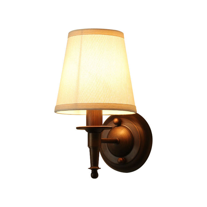 Skørter | Traditional Bucket Wall Lamp 1 Head Fabric Wall Fixture in Dark Brown for the Living Room