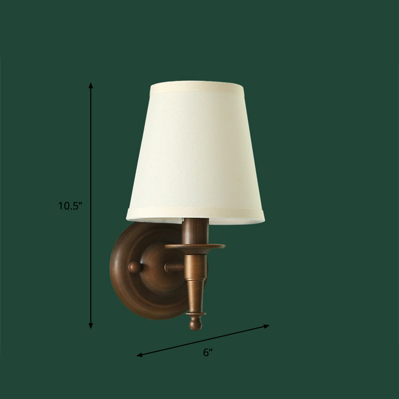 Skørter | Traditional Bucket Wall Lamp 1 Head Fabric Wall Fixture in Dark Brown for the Living Room