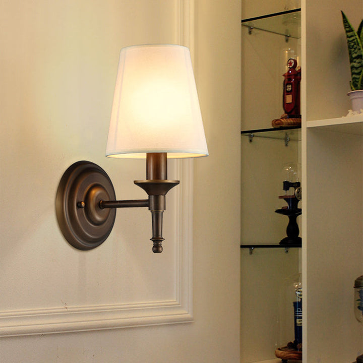 Skørter | Single Wall Mount Light Minimalism Conical Drum Fabric Wall Lighting for Hallway