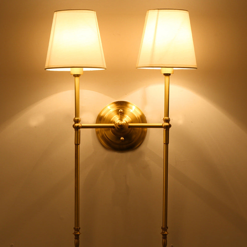 Skørter | Bucket Shadow Fabric Wall Mount Light Traditional Hall Wall Light Fixture in Brass