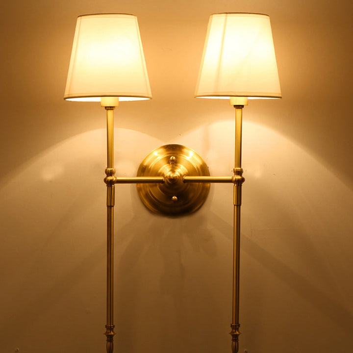 Skørter | Bucket Shadow Fabric Wall Mount Light Traditional Hall Wall Light Fixture in Brass