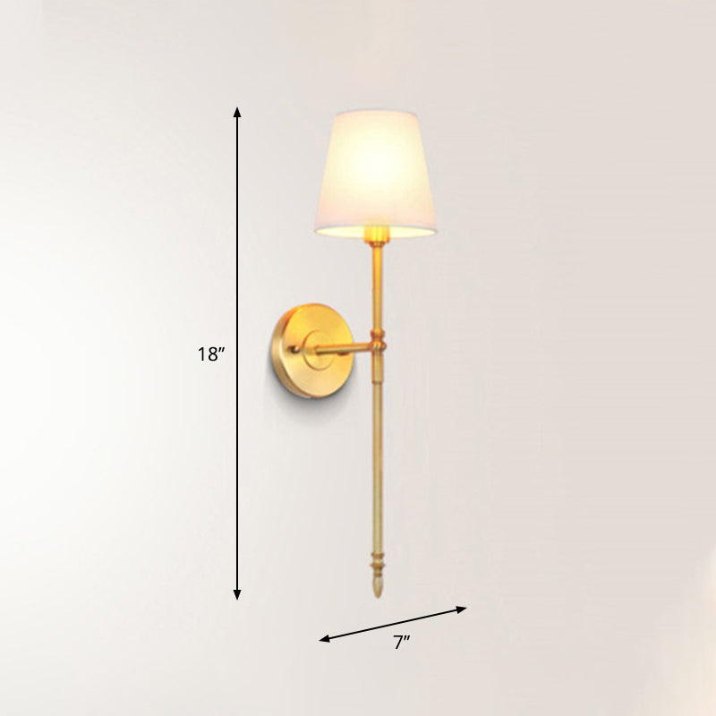 Skørter | Bucket Shadow Fabric Wall Mount Light Traditional Hall Wall Light Fixture in Brass