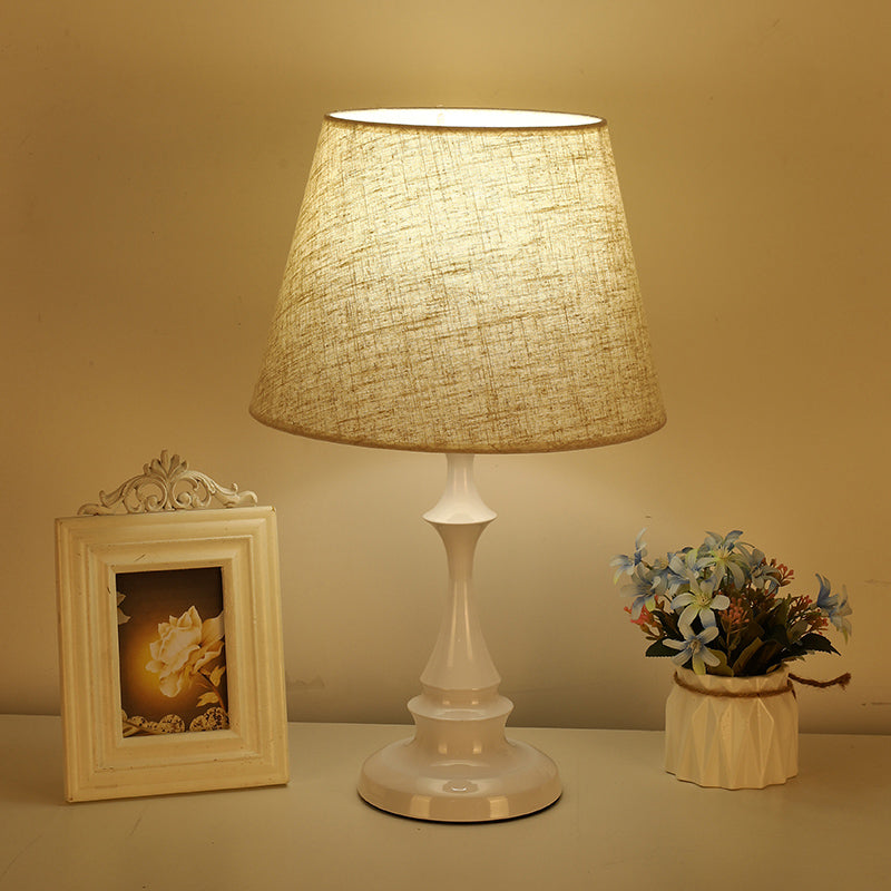 Lisslune | LuxeBeam Iron Nightstand Lamp – Minimalist Table Lamp with Conical Fabric Shade