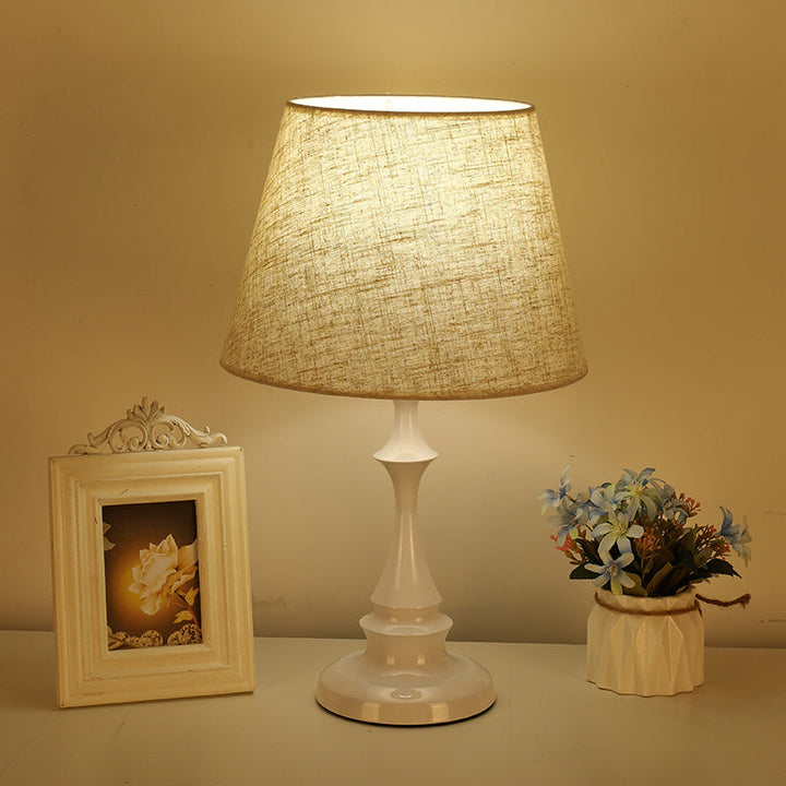 Lisslune | LuxeBeam Iron Nightstand Lamp – Minimalist Table Lamp with Conical Fabric Shade