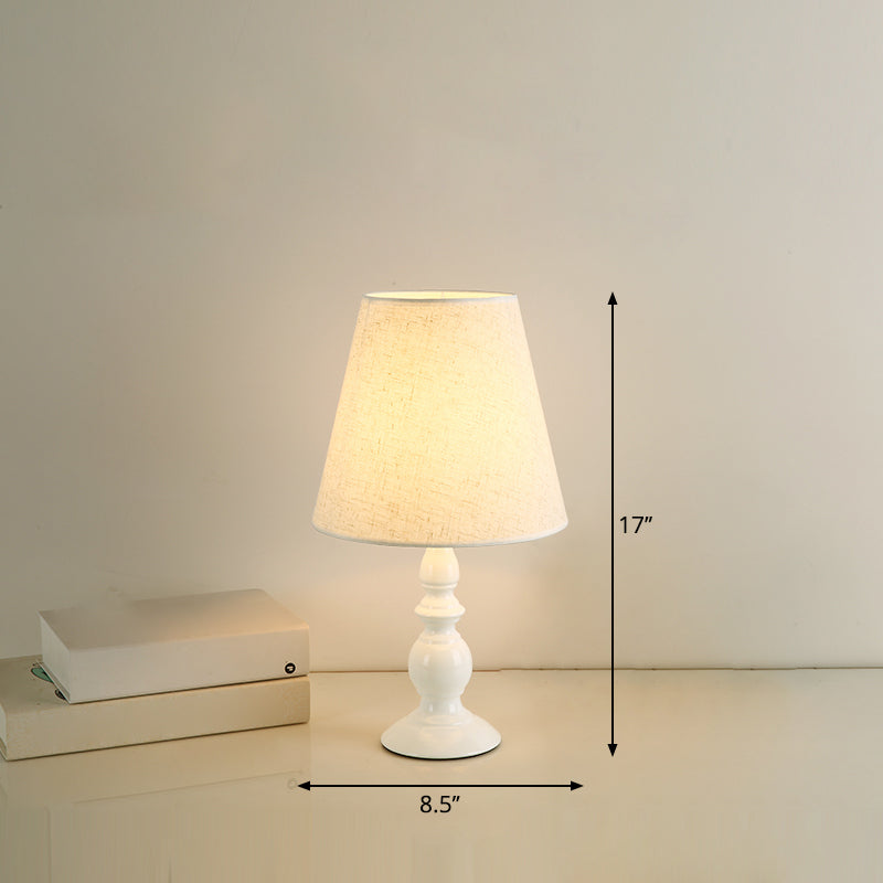 Lisslune | LuxeBeam Iron Nightstand Lamp – Minimalist Table Lamp with Conical Fabric Shade