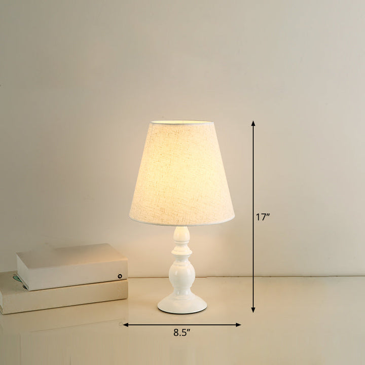 Lisslune | LuxeBeam Iron Nightstand Lamp – Minimalist Table Lamp with Conical Fabric Shade