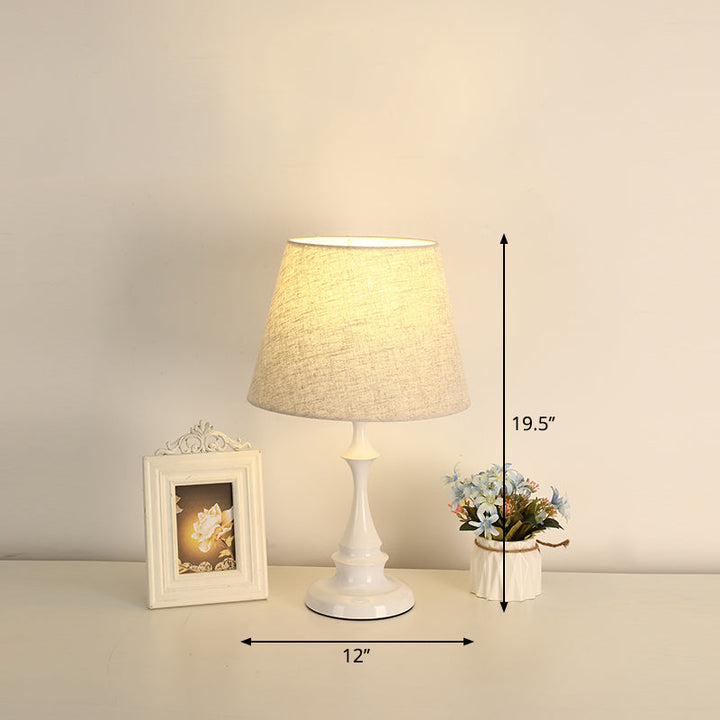 Lisslune | LuxeBeam Iron Nightstand Lamp – Minimalist Table Lamp with Conical Fabric Shade