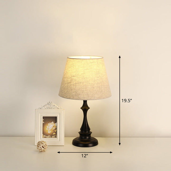 Lisslune | LuxeBeam Iron Nightstand Lamp – Minimalist Table Lamp with Conical Fabric Shade