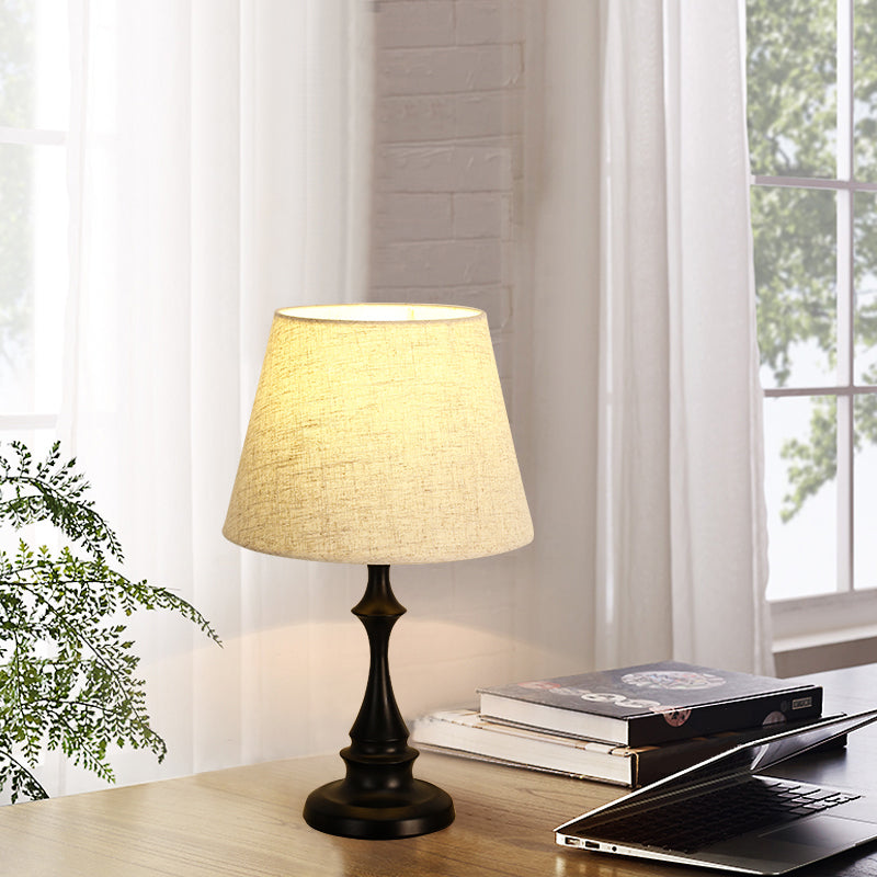 Lisslune | LuxeBeam Iron Nightstand Lamp – Minimalist Table Lamp with Conical Fabric Shade