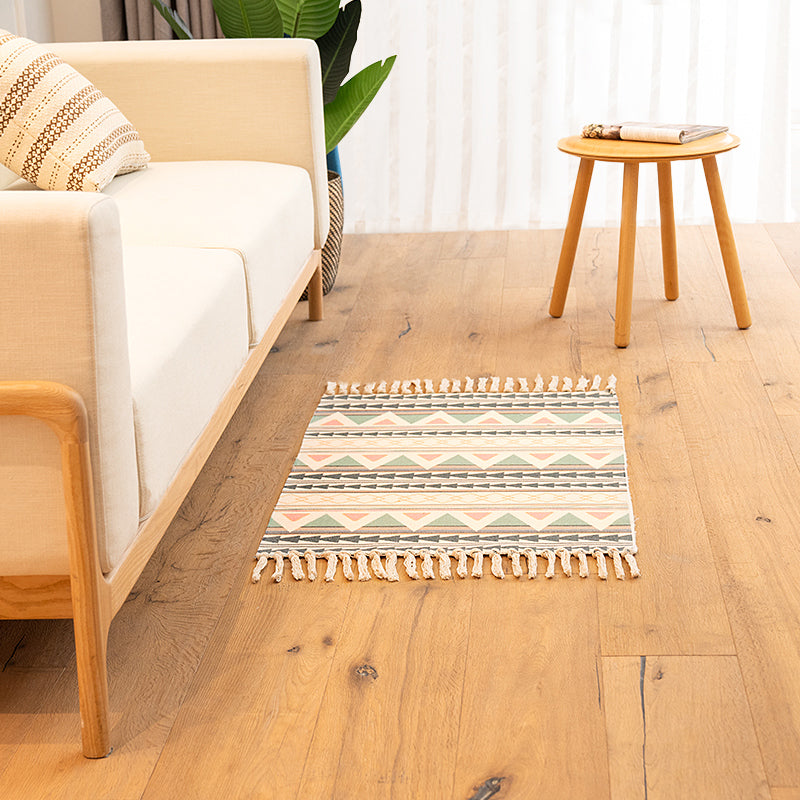 Lisslune | Classic living room carpet Colorful geometric printed carpet washable woven rug with tassels