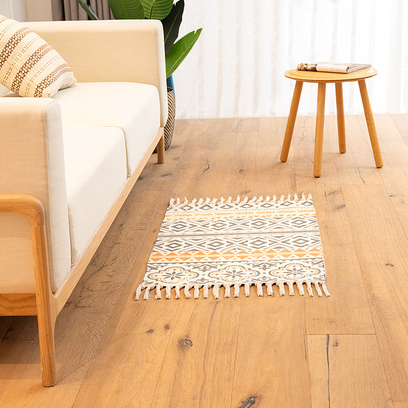 Lisslune | Classic living room carpet Colorful geometric printed carpet washable woven rug with tassels