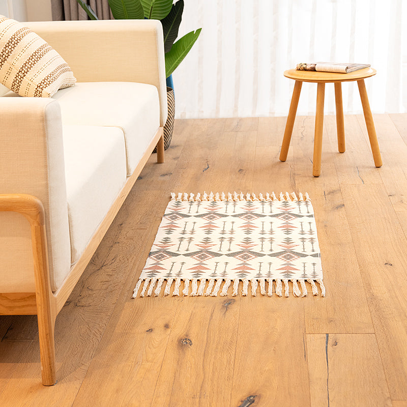 Lisslune | Classic living room carpet Colorful geometric printed carpet washable woven rug with tassels
