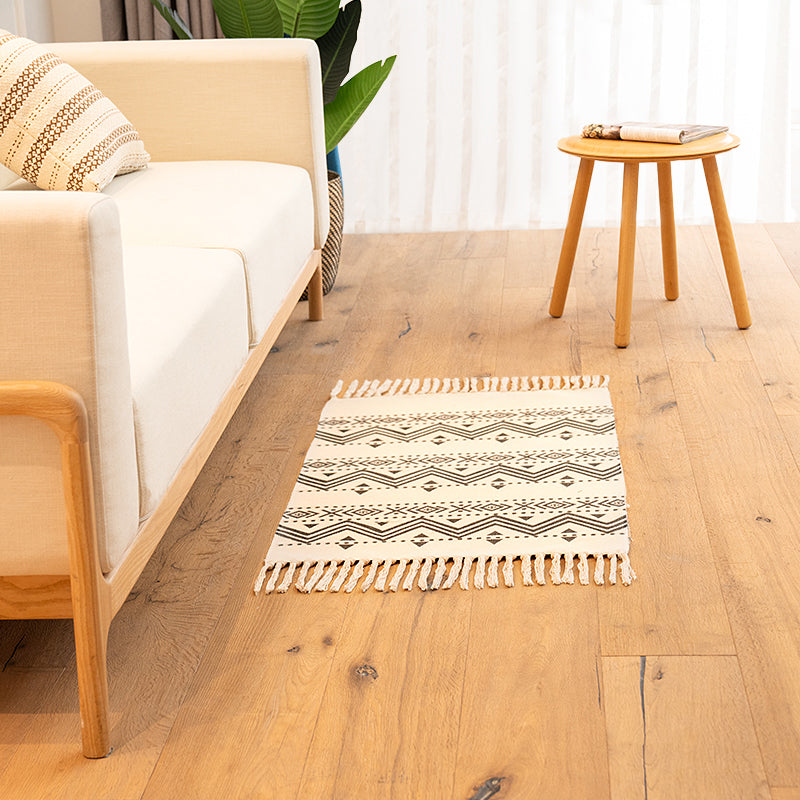 Lisslune | Classic living room carpet Colorful geometric printed carpet washable woven rug with tassels
