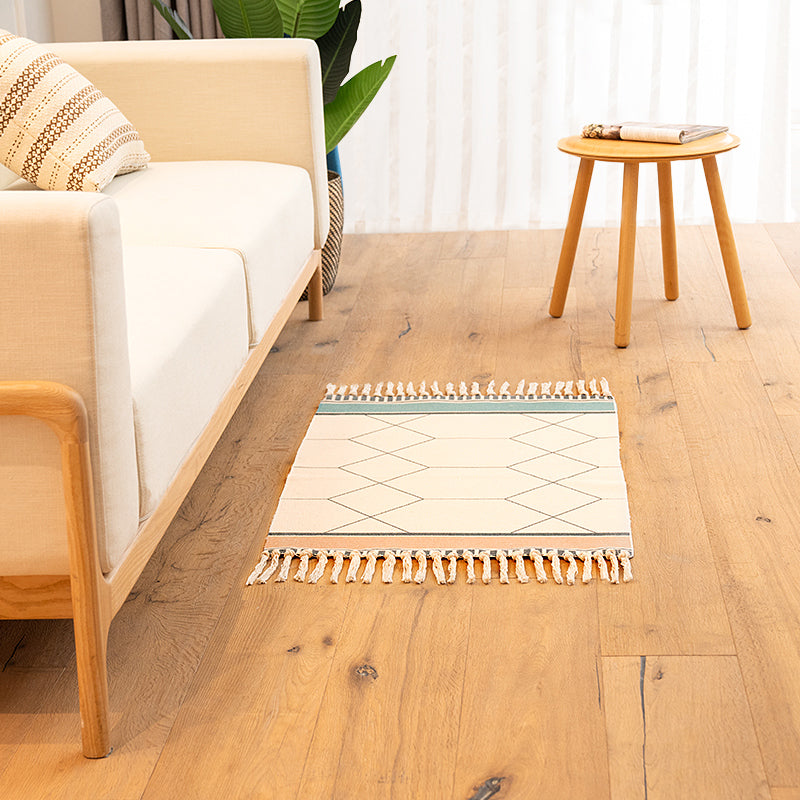 Lisslune | Classic living room carpet Colorful geometric printed carpet washable woven rug with tassels