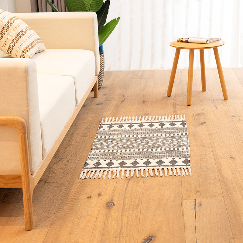 Lisslune | Classic living room carpet Colorful geometric printed carpet washable woven rug with tassels