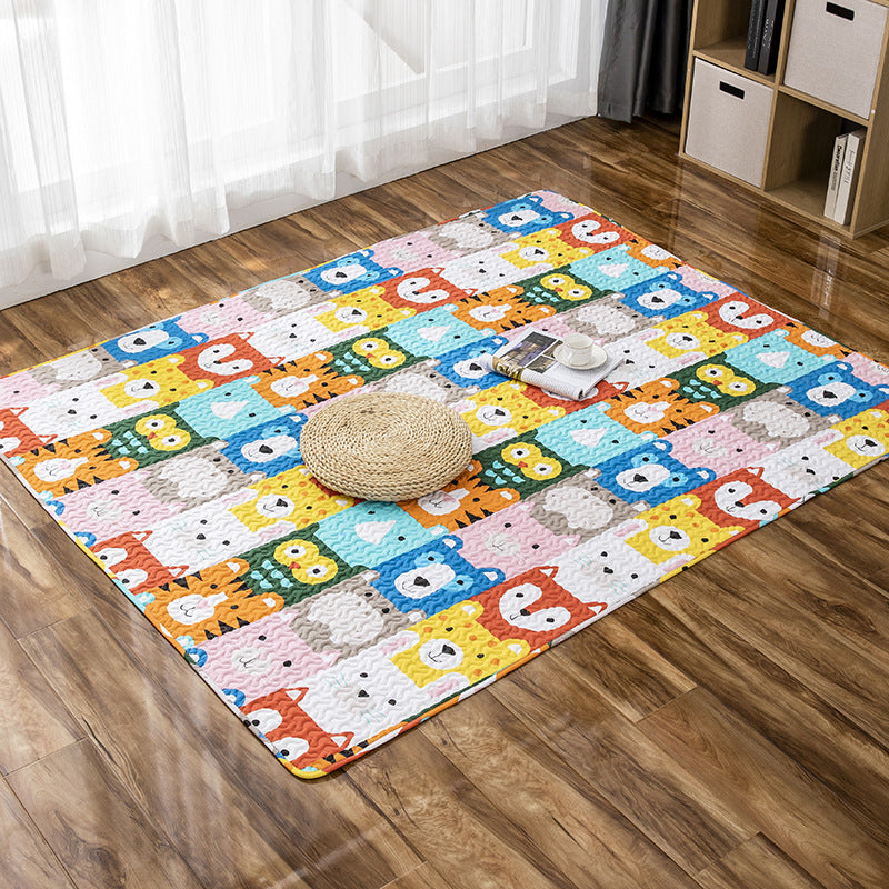 Lisslune | Comfort Kids Room Rug Multicolored Cartoon Rug Cotton Blend Pet-Friendly Easy Care Rug