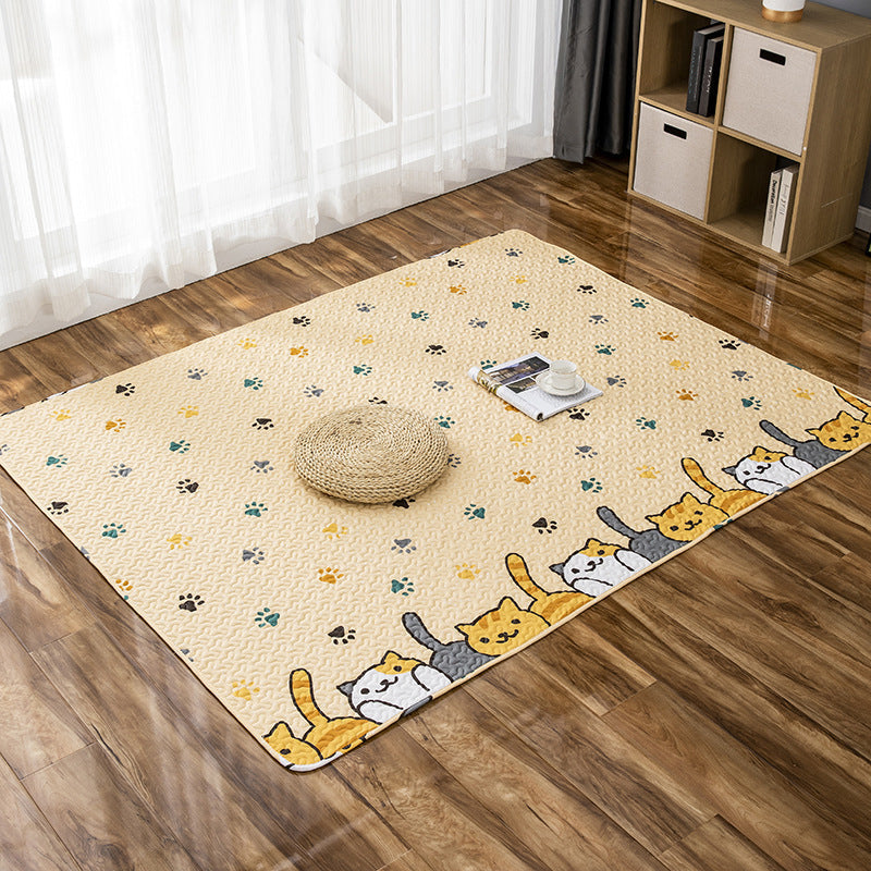 Lisslune | Comfort Kids Room Rug Multicolored Cartoon Rug Cotton Blend Pet-Friendly Easy Care Rug