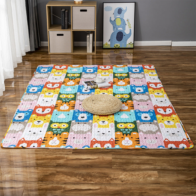 Lisslune | Comfort Kids Room Rug Multicolored Cartoon Rug Cotton Blend Pet-Friendly Easy Care Rug