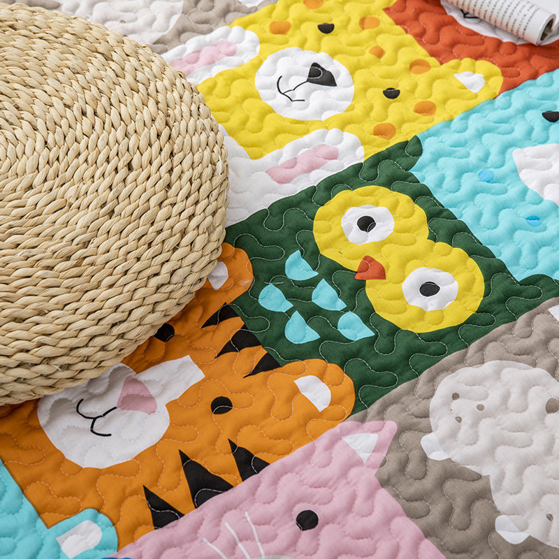Lisslune | Comfort Kids Room Rug Multicolored Cartoon Rug Cotton Blend Pet-Friendly Easy Care Rug