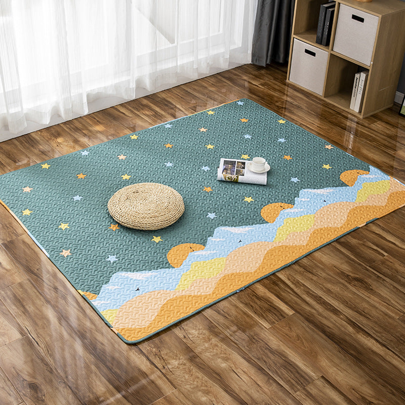 Lisslune | Comfort Kids Room Rug Multicolored Cartoon Rug Cotton Blend Pet-Friendly Easy Care Rug