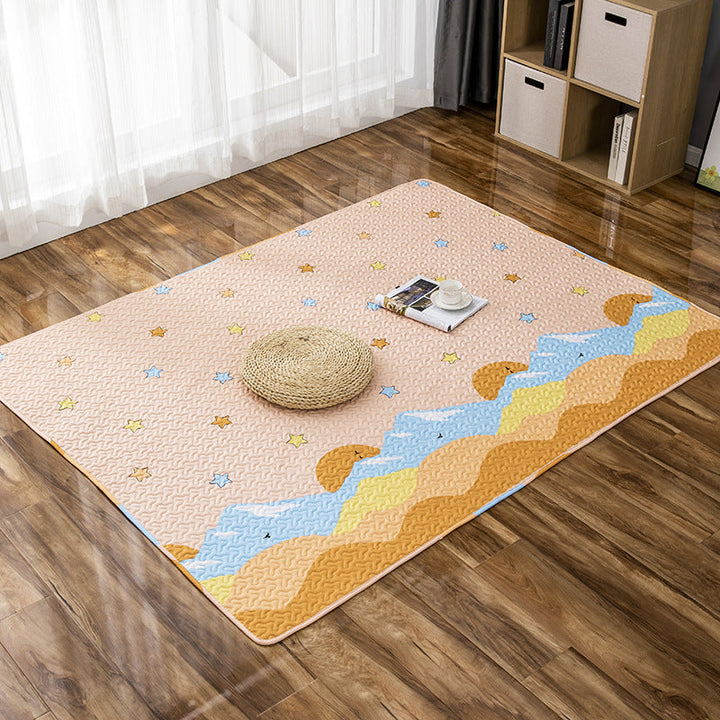 Lisslune | Comfort Kids Room Rug Multicolored Cartoon Rug Cotton Blend Pet-Friendly Easy Care Rug