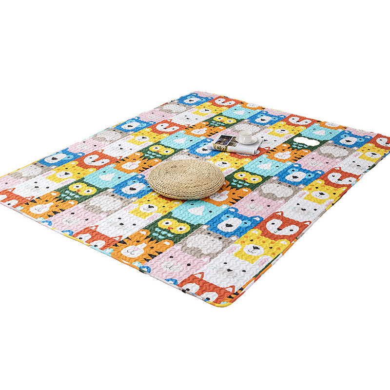 Lisslune | Comfort Kids Room Rug Multicolored Cartoon Rug Cotton Blend Pet-Friendly Easy Care Rug
