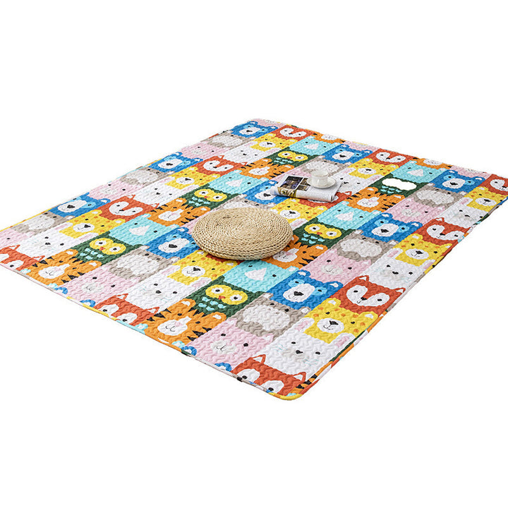 Lisslune | Comfort Kids Room Rug Multicolored Cartoon Rug Cotton Blend Pet-Friendly Easy Care Rug