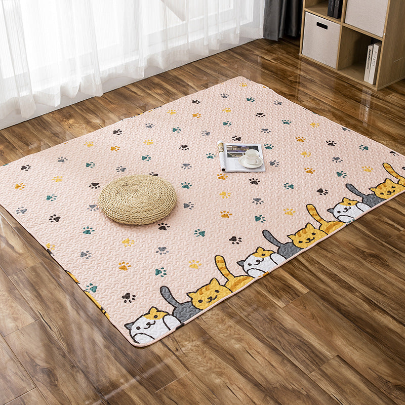 Lisslune | Comfort Kids Room Rug Multicolored Cartoon Rug Cotton Blend Pet-Friendly Easy Care Rug
