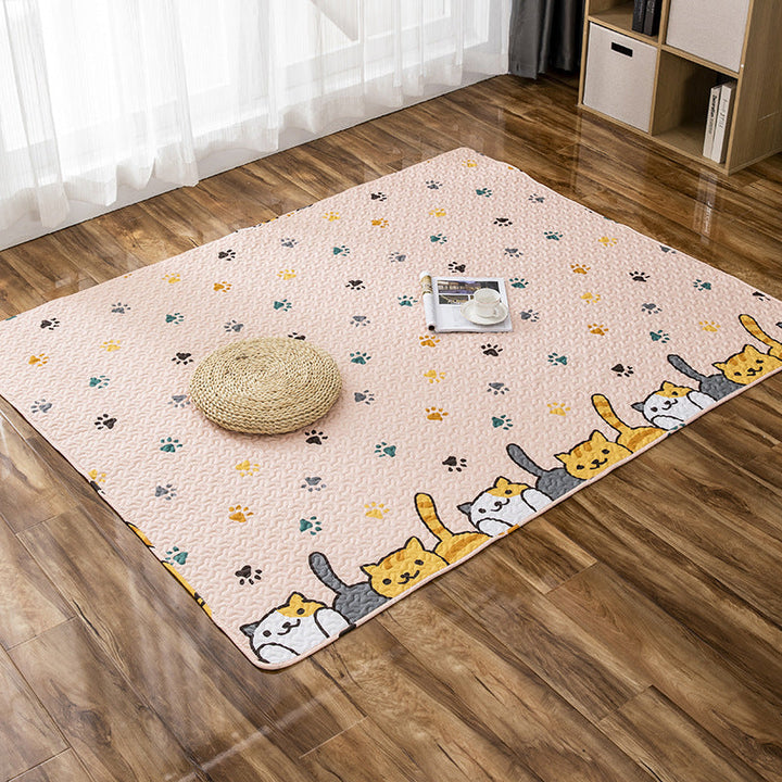 Lisslune | Comfort Kids Room Rug Multicolored Cartoon Rug Cotton Blend Pet-Friendly Easy Care Rug