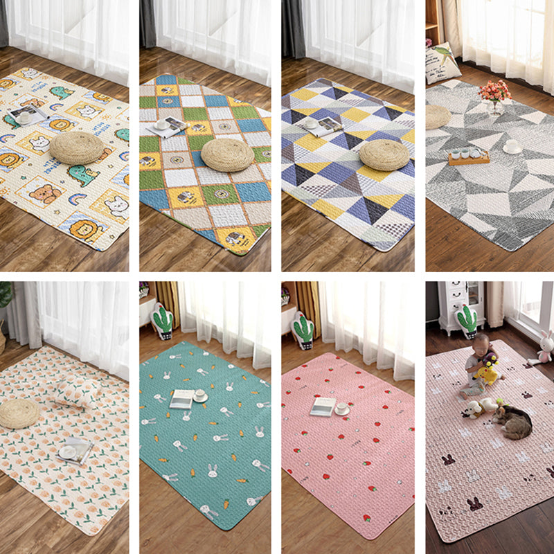 Lisslune | Beautiful children's room rug Colorful cartoon pattern rug Cotton non-slip backing pet-friendly rug