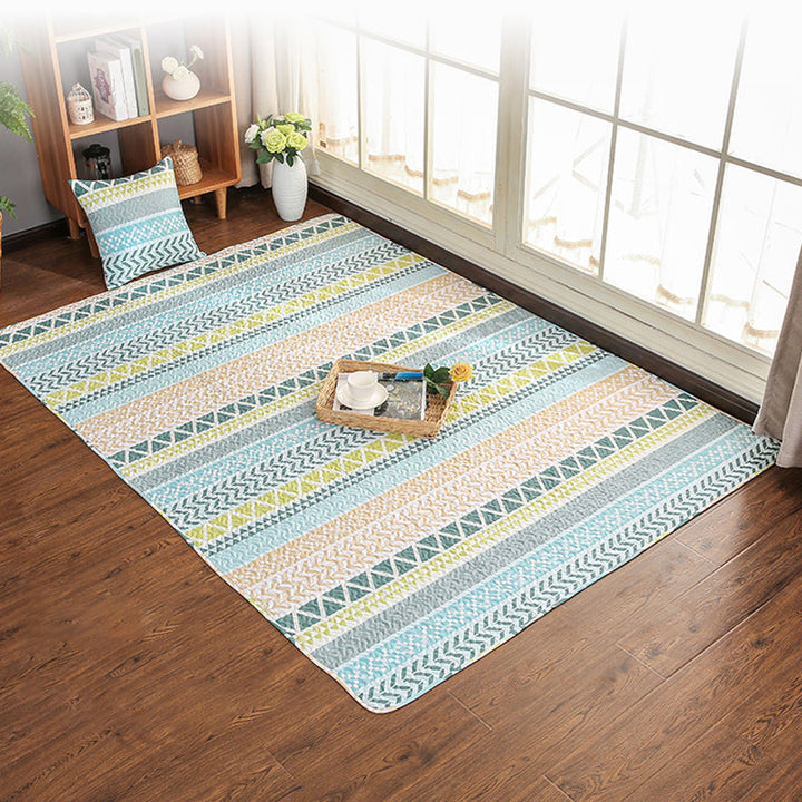 Lisslune | Beautiful geometric rug Multicolored Trend rug Cotton Easy to care for Pet-friendly Washable indoor rug for rooms