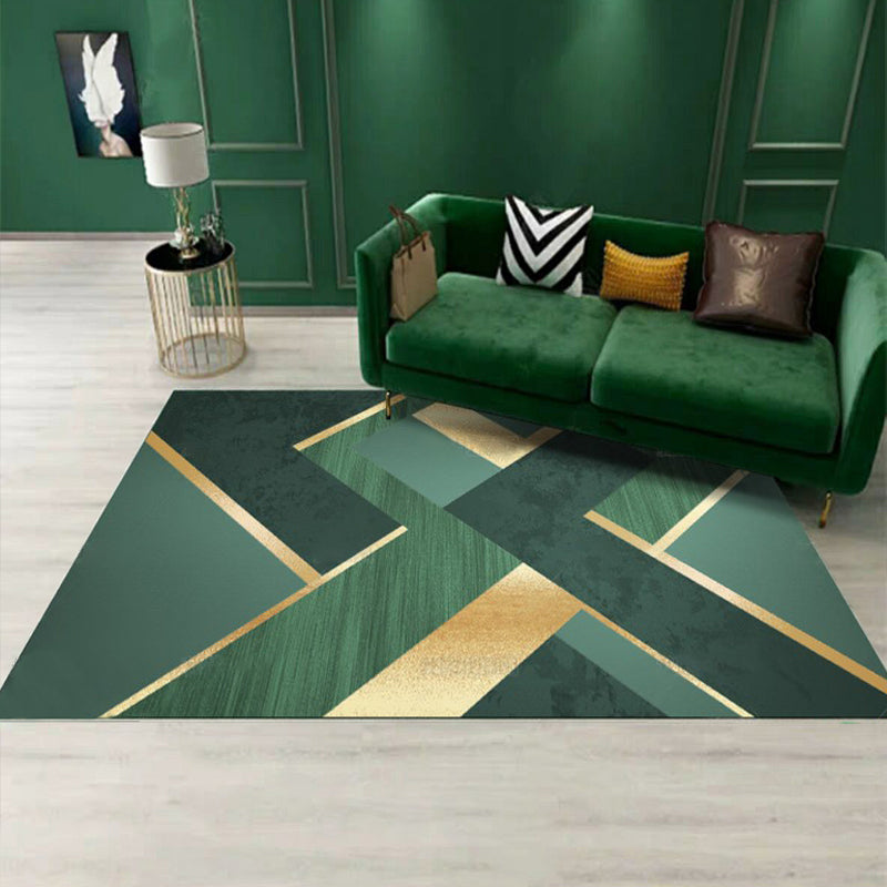 Lisslune | Luxury Living Room Rug Multicolor Geometric Pattern Rug Polyester Non-Slip Machine Washable Rug