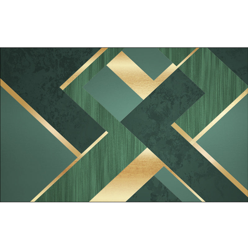 Lisslune | Luxury Living Room Rug Multicolor Geometric Pattern Rug Polyester Non-Slip Machine Washable Rug